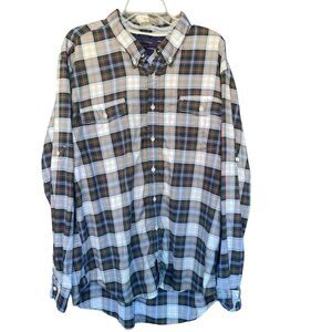 Tommy Hilfiger Button Up Shirt Mens XXL 2X Slim Fit Plaid Roll Tab Sleeve Casual